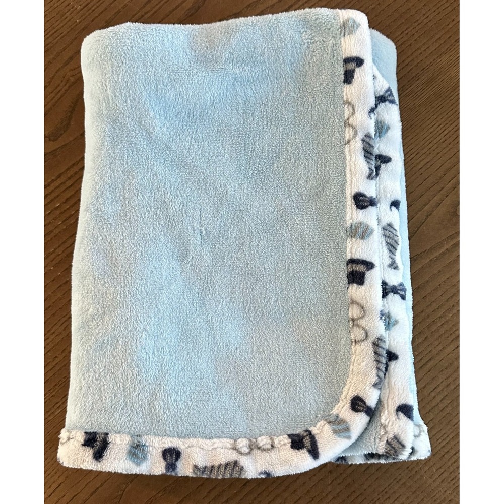 Le BeBe Favorite Baby Lovey Security Blanket Blue Hats Mustache Bow Tie Print